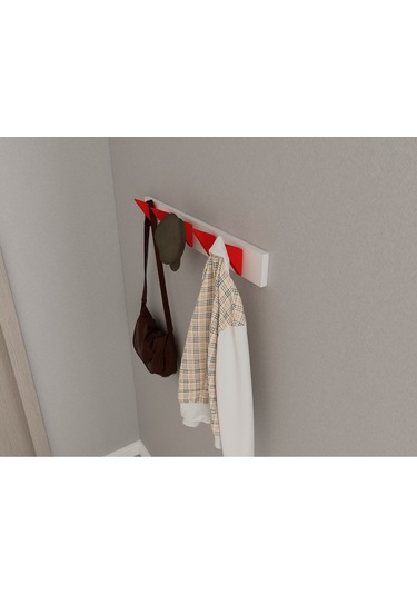 Hepsi3boyutlu Modern Duvar & Kapı Kanca Askılık - 5 Adet Kırmızı Kanca Askılık - Model No : 5 Kırmızı