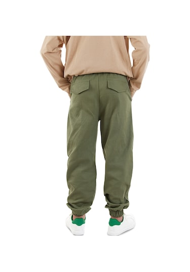 Denokids Erkek Çocuk Dikişli Haki Gabardin Pantolon Renkli