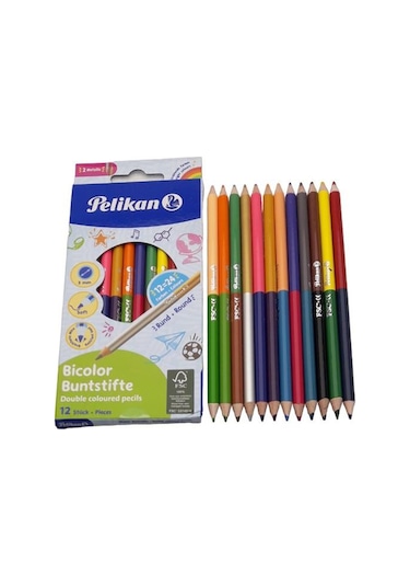 Pelikan Kuru Boya Çift Uçlu 12 Li Çift Taraflı Kuru Boya Kalemi 24 Renk