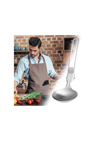 Cbtx Outdoor Paslanmaz Çelik Kamp Pişirme Gereçler Isıya Dayanıklı Yapışmaz Katlanabilir Kolu Açık Barbekü Taşınabilir Spatula Turner Kevgir Kaşık D