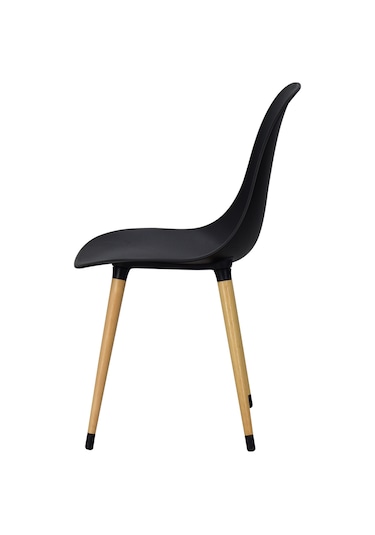Vilinze Eames Naturel Ahşap Ayak Plastik Siyah Sandalye Eames-beyaz Siyah - Naturel