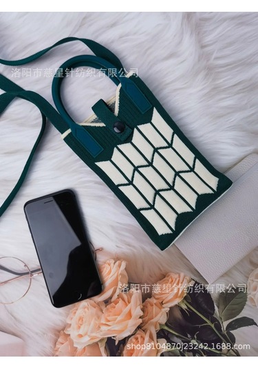 Yaz Sıcak Satış Sezon Örme Küçük Kare Çanta Kaliteli Çanta Crossbody Cep Dark Green Wheat Ears-upgrade Buttons Yeşil
