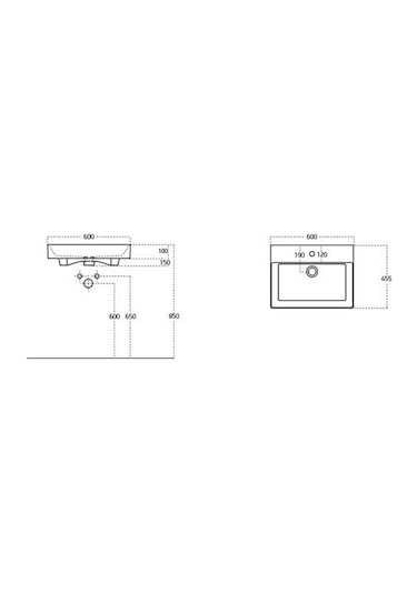 Lucco Stance 60 CM Konsollu Dikdörtgen Lavabo Beyaz