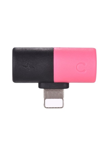 Sandwich İphone Uyumlu Metal Portatif Siyah+pembe Lightning Çevirici: Müzik Dinle + Şarj, Ses Veri Transferi