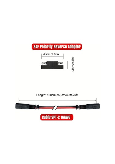 Dashanshop Jyft 16awg Sae Uzatma Kablosu Polarite Adaptörlü Solar Panel Araç Bağlantı