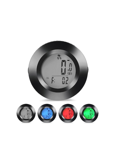 Kablosuz Bisiklet Km Hız Göstergesi Sayacı Su Geçirmez Lcd 4 Renk Yuvarlak Ekranlı Led Kilometre Saati Siyah