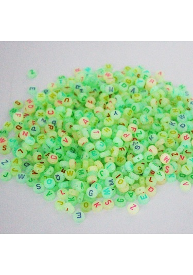 Karanlıkta Parlayan Harf Boncuk Elips 6 Mm Renkli 250 Gr