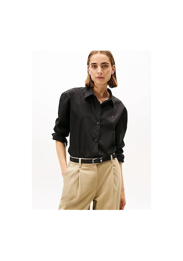 Tommy Hilfiger Ess Poplın Easy Fıt Shırt Kadın Siyah Gömlek - Ww0ww45612 Tommy Hilfiger Ess Poplın Easy Fıt Shırt Kadın Siyah Gömlek - Ww0ww45612