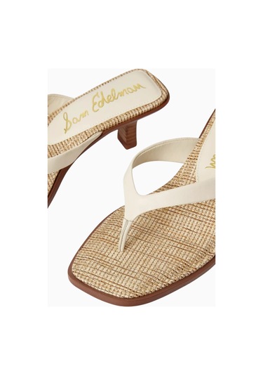 Sam Edelman Dollie 55 Krem Deri Ince Bantlı, Orta Topuklu Parmak Arası Sandalet