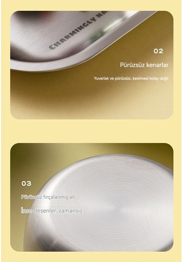 Ev Tipi Düşme Önleyici 304 Paslanmaz Çelik Çocuk Bölme Tepsisi Ahşap