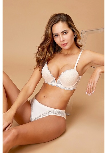 4411 Kadın Destekli Sütyen Takımı Pudra