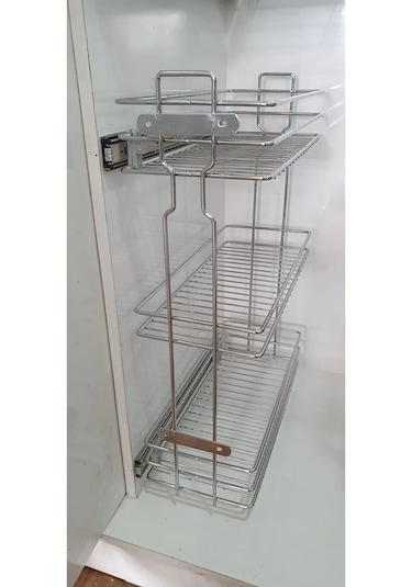 3 Katlı Yandan Raylı Mutfak Dolap İçi Şişelik 20.5cm