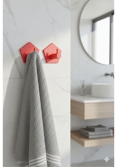 2 Li Askılık Kapı Arkası, Duvara Monte, Dayanıklı Malzeme, Beyaz 81 Beyaz