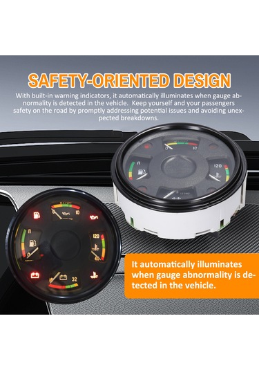 Yifomall 4 Fonksiyonlu Araç Gösterge Paneli - Yakıt, Yağ Basıncı, Su Sıcaklığı Ve Voltmetre İle Gerçek Zamanlı Takip