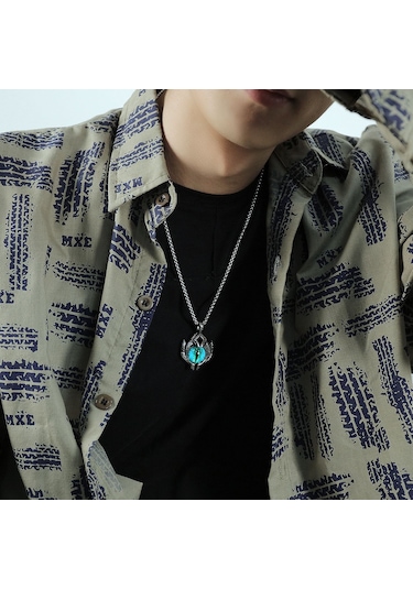 Sones 1926 Retro Demon Eyes Erkek Titanyum Çelik Kolye, Stil: Tek Kolye Çok Renkli