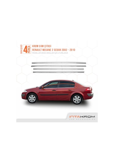 Renault Megane 2 Krom Cam Çıtası 4 Parça Sedan 2002-2010