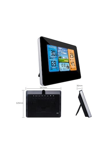 Xindoker Siyah Renkli 6.6" Lcd Ekranlı Hava Durumu Takvimi - Sicaklık, Nem, Barometre, Alarm Ve Ay Fazı Gösterimi Siyah