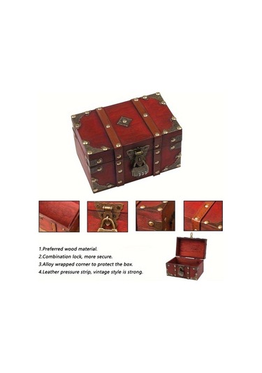 Parolalı Kilitli 1 Adet Retro El Yapımı Ahşap Saklama Kutusu, Parolalı Kilitli Zarif Yüksek Kaliteli Avrupa Tarzı Ev Saklama Kutusu. Diğer