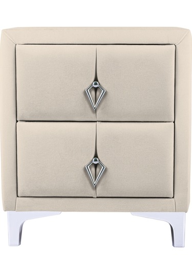 Harmony Silver Iki Çekmeceli Komodin- Yatak Odası Kumaş Döşemeli 2 Kapaklı Komodin Modeli Krem