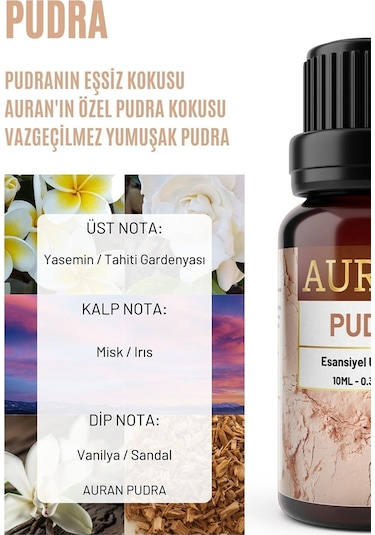 Auran Pudra Saf Esansiyel Uçucu Koku Yağı 10 ML