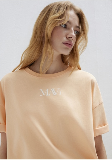 Mavi - Mavi Logo Baskılı Turuncu Tişört 1611593-71220 Turuncu