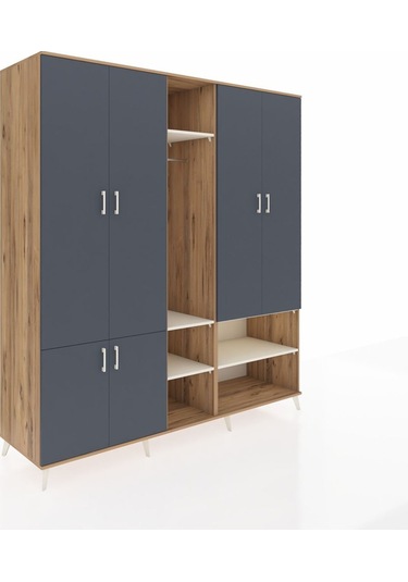 Kronos Dolap 15 Raflı 5 Kapaklı Tek Askılı 220x59x243 Çam-antrasit/aytaşı Antrasıt/aytası Kronos Dolap 15 Raflı 5 Kapaklı Tek Askılı 220x59x243 Çam-antrasit/aytaşı Antrasıt/aytası