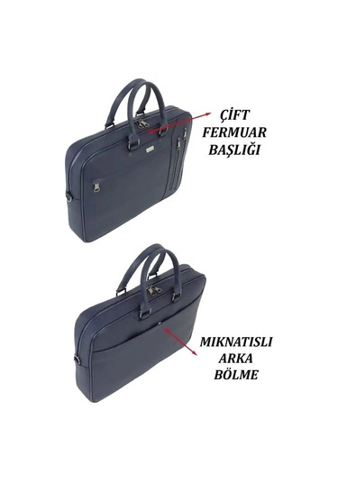 Case Club 2208-5 Laptop Evrak Çantası Büyük Boy 17.3 İnç El Omuz Çantası Lacivert
