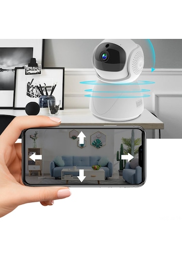 Jeemson 5g Wifi İzleme Kamerası 3mp Ultra Net 360 Panoramik Görünüm Akıllı Hareket Takibi İki Yönlü Sesli Konuşma 100-240v Euro Şarj Aleti
