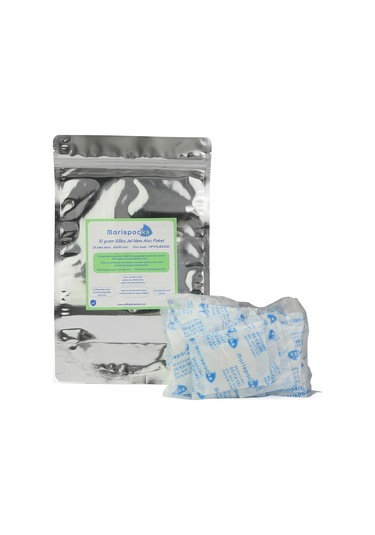 Marispacks 10 G X 25 Adet Silikajel Nem Alıcı Paket Nonwoven, Metalize Doypack Ambalajda