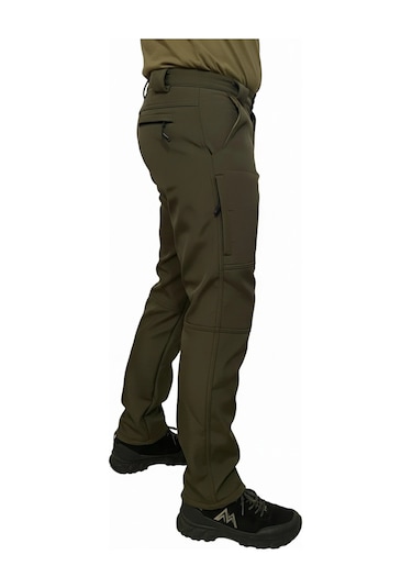 Mysia Outdoor Koyu Haki Soft Shell Pantolon İçi Polarlı Haki