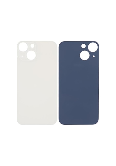 Apple Uyumlu iPhone 13 Mini Logolu Arka Pil Batarya Kapağı, Lens Hariç. Beyaz
