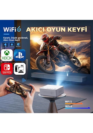 Vankyo Leisure L470A Android TV 1080P Destekli 6G Wi-Fi + Bluetooth 5.2 Projeksiyon Cihazı Beyaz