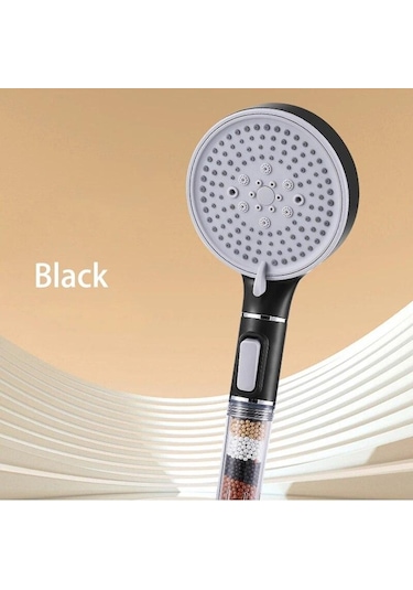 Siyah 5 Modlu Duş Başlığı Yüksek Basınç Filtreli Yağış El Duş Başlığı Su Tasarruf Memesi Banyo Aksesuarları Siyah