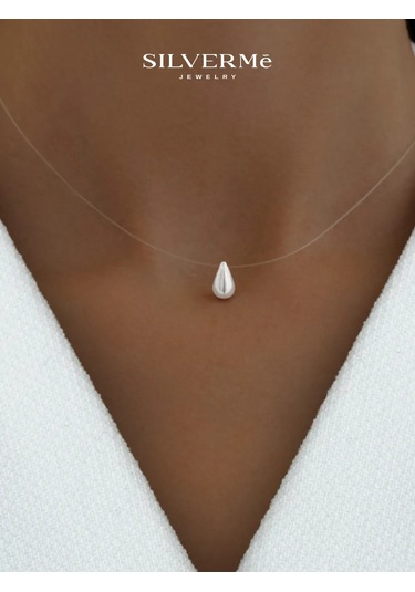 Sılverme Gümüş İpli Damla Kolye, 925 Ayar Gümüş 345917091