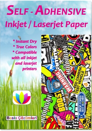 A4 Inkjet Laser Sticker Mat Etiket Yapışkanlı Kağıt 100 Adet