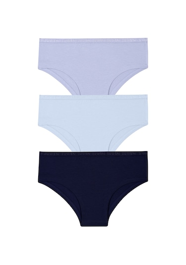 Suwen 3'lü Pamuklu Hipster Külot St004560356 Mor - Lacivert - Mavi