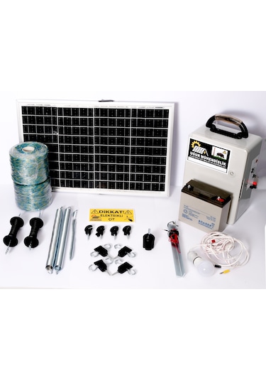Elektrikli Çit 24ah Set-6 Domuz Kovucu Cihazı 50 Watt Panel 1000