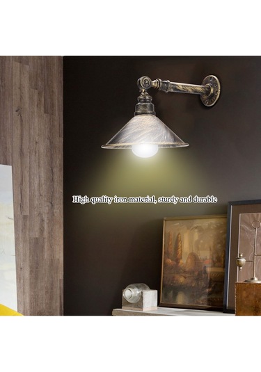 Vkemall Güçlü Demir Kuruş Stili Duvar Lambası - E27 Tabanı, 90-250v, Kafe-bar-koridor İçin, Kolay Kurulum Diğer