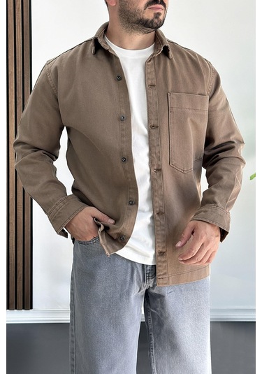 Erkek Büyük Cepli Gömlek Ceket Kahverengi Edw200 Kahverengi
