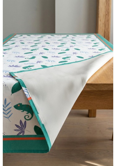 Dekoratif Baskılı Mutfak Salon Masa Örtüsü 150x150 cm Sıvı Geçirmez Ev Sunum Sofra Örtüsü Hameleons
