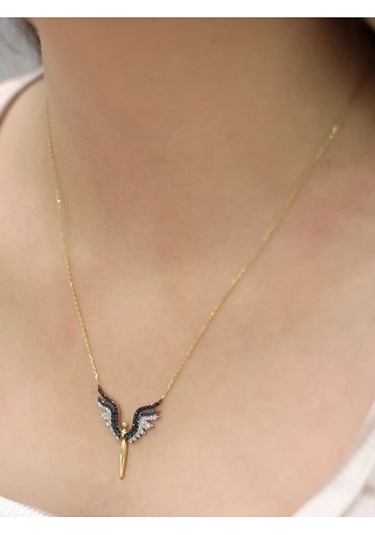 14 Ayar Altın Taşlı Melek Kolye Altın