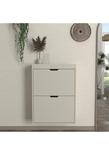 Remy 2 Kapaklı Ayakkabılık Kumtaşı - Antrasit