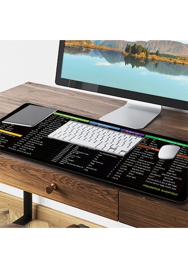 Geeksen Ofis Verimliliği İçin Excel Kısayol Destekli Anti-kayar Klavye Ve Mouse Matı M Boy