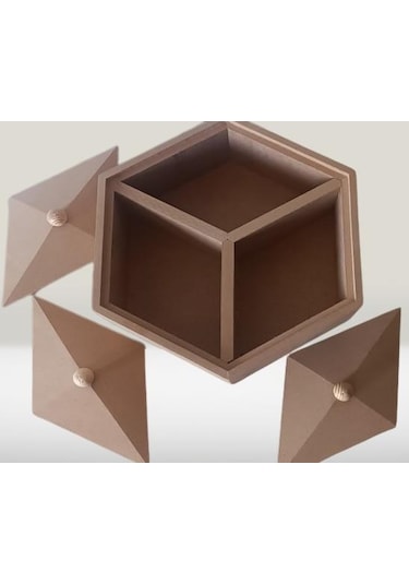 1448bng90251hobi Adn Piramit Kutu Dekoratif Ahşap Mdf Ham Cnc Kesim El Yapım