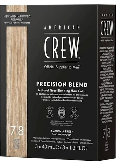 American Crew Precision Blend Gri Saçlar için Erkek Saç Boyası 7-8 Light 3 x 40 ML