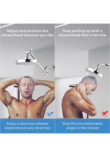 Tenfowee 11 İnç Brons Şov Arm Uzatıcı, 180 Derece Ayarı, Polislenmiş Krom, Ev/ Otel Uyumlu, Kolaysan Kurulum, G1/2 Bağlantı Gümüş