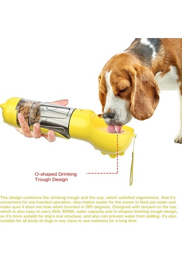 Pazly Çok İşlevli Köpek Seyahat Su Bardağı, 300ml, Abs+pc, Mavi, Yeşil, Pembe, Sarı Köpek Maması Evcil Hayvan Su Dağıtıcısı, Besleyici Kürek Tabure