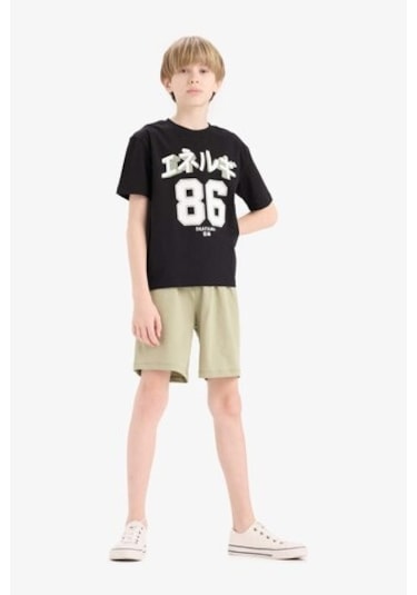 DeFacto Erkek Çocuk 2'li Takım Baskılı Kısa Kollu Tişört Şort E3401A825SMBK81