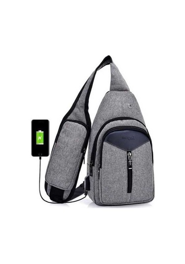 Artfulabode Unisex Usb Şarjlı Göğüs Çantası Koyu Gri