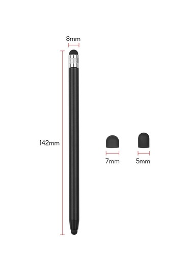 Kosona 4 Adet Metal Silikon Uçlu Dokunmatik Kalemler - Telefon Ve Tablet İçin Doğru Tıklama, Çift Uçlu Fonksiyonlu El Yazısı Kalemi Siyah